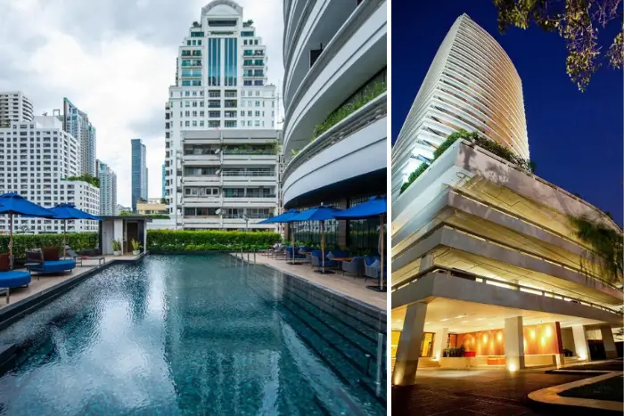 Fraser Suites Bangkok, featuring a rooftop pool and sleek exterior, is a top choice for independent travel Bangkok style. Featured on The Road to Timbuktu, this hotel blends quiet luxury with easy access to nightlife—ideal for mature solo travellers who want freedom, comfort, and a decent cocktail within reach.
