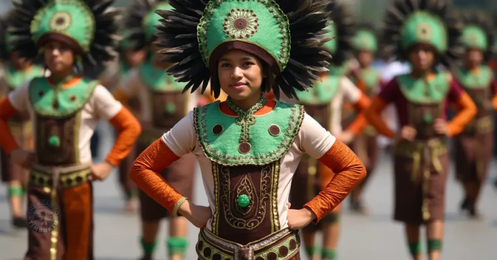 Performers in ornate tribal costumes take part in the Ibalong Festival parade in Legazpi City – a colourful August celebration that brings Bicol’s ancient epic to life with dance, myth, and local pride