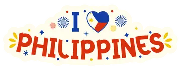 Playful ‘I Love Philippines’ graphic with fireworks and a heart in national colours – a cheerful banner for celebrating August festivals and Filipino culture on The Road to Timbuktu