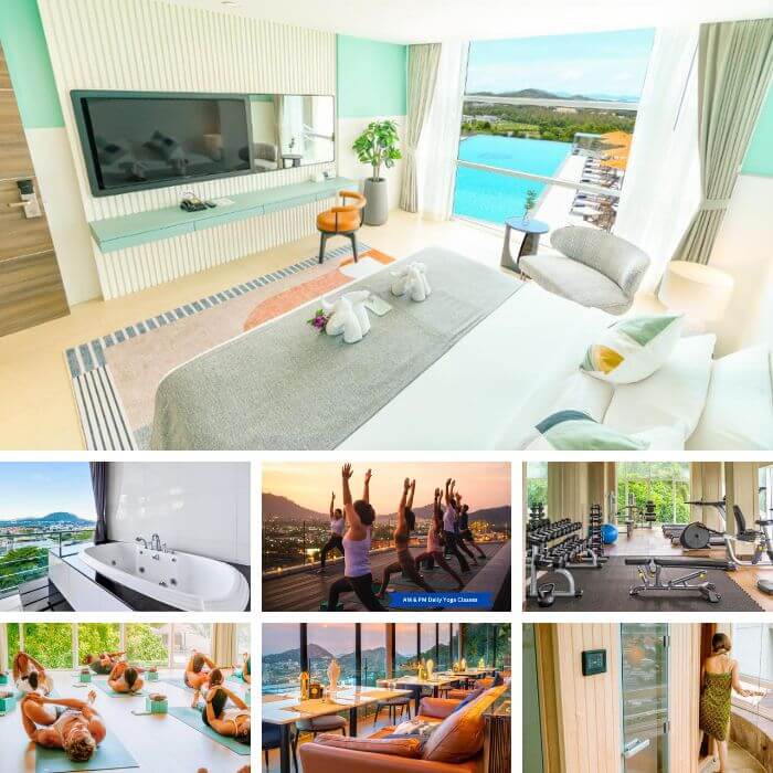 Hilltop Wellness Resort in Phuket featuring pool-view rooms, yoga classes, fitness centre and spa facilities — showcased on The Road to Timbuktu’s guide for mature travellers exploring the best resorts in Phuket with private pools