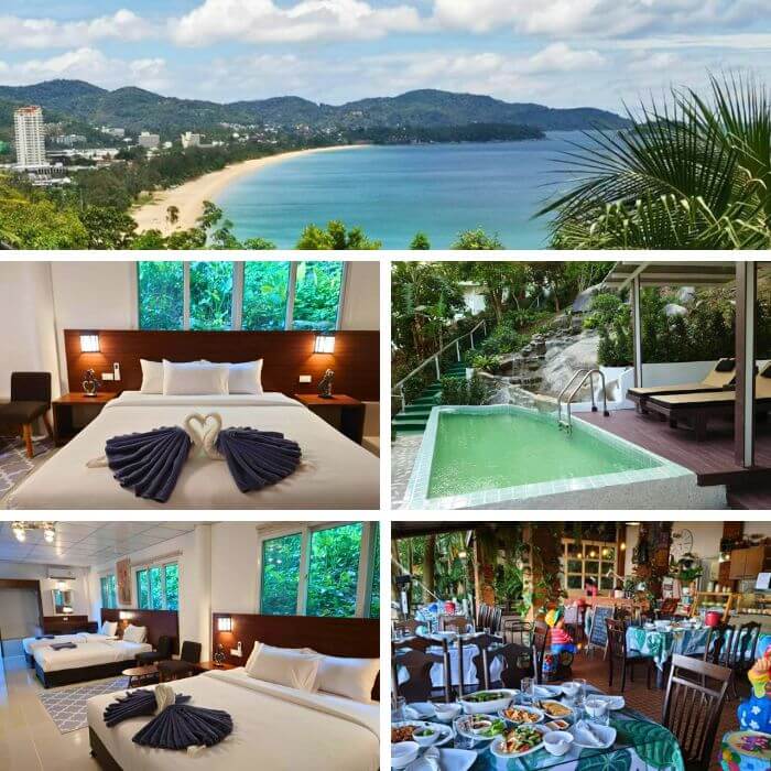 View of On The Hill Karon Resort in Phuket showing private pool villa, sea views and tropical rooms — featured on The Road to Timbuktu’s guide for mature travellers exploring the best resorts in Phuket with private pools.
